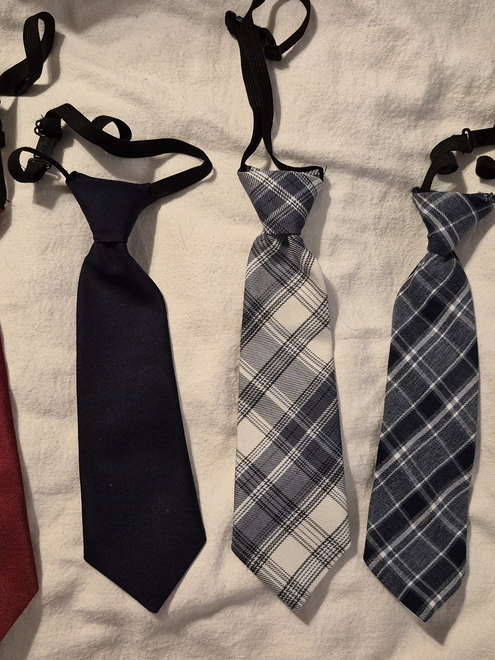 Set Of 4 Classic Navy and Gray Plaid Toddler Boys' Adjustable Neck Tie Set